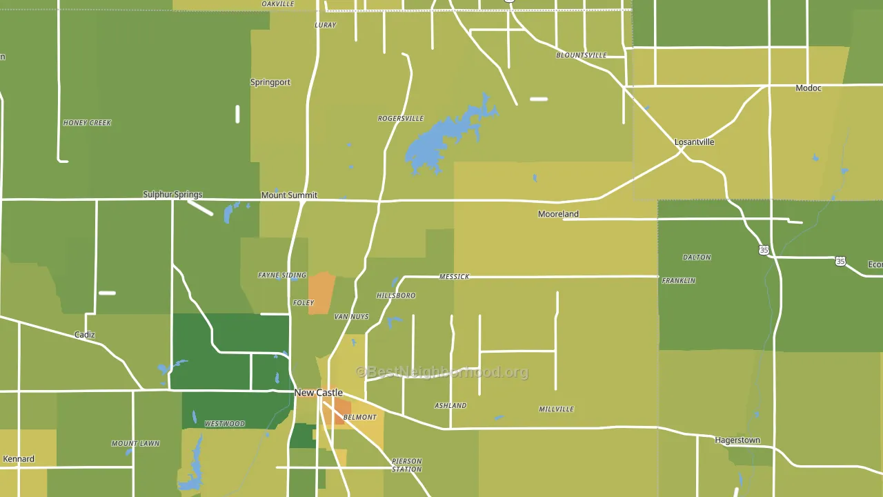 New Lisbon, IN block-group voter-turnout map