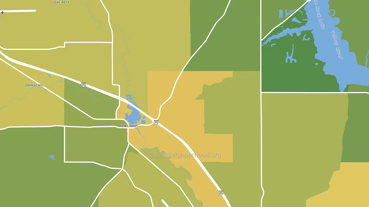 New Lisbon, WI block-group voter-turnout map