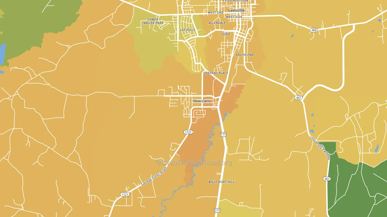 New Llano, LA block-group voter-turnout map