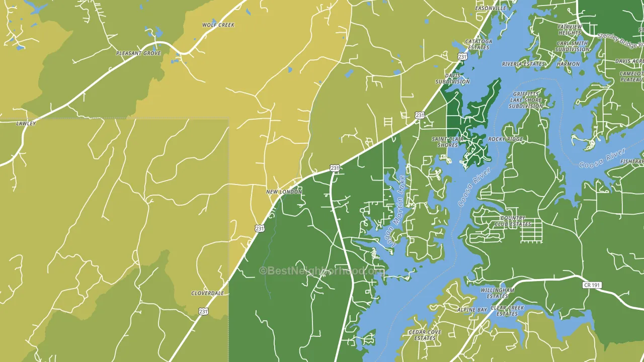 New London, AL block-group voter-turnout map