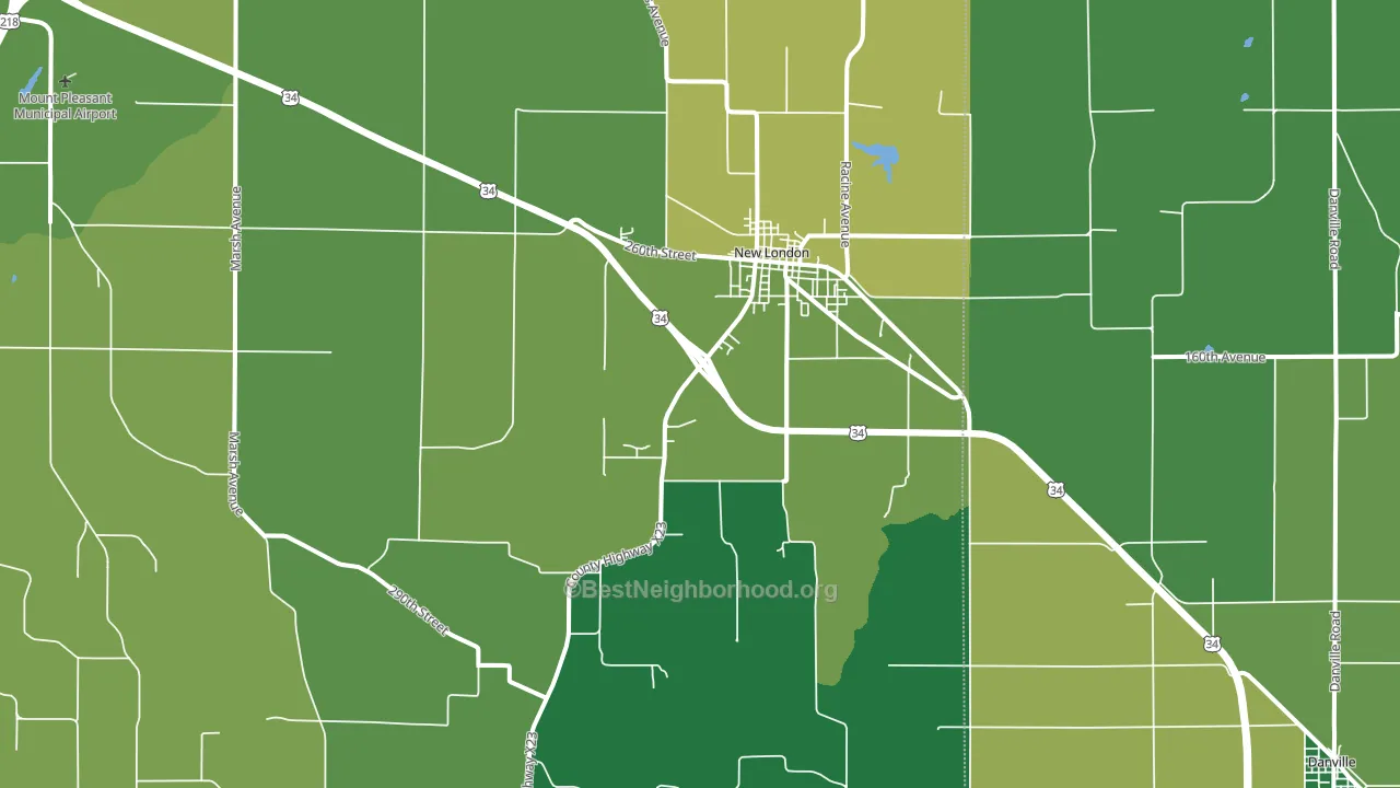 New London, IA block-group voter-turnout map