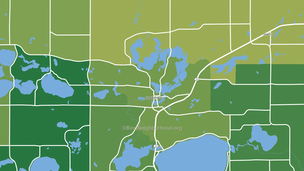 New London, MN block-group voter-turnout map