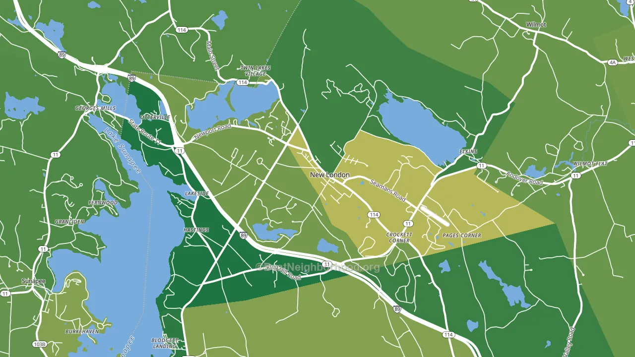 New London, NH block-group voter-turnout map