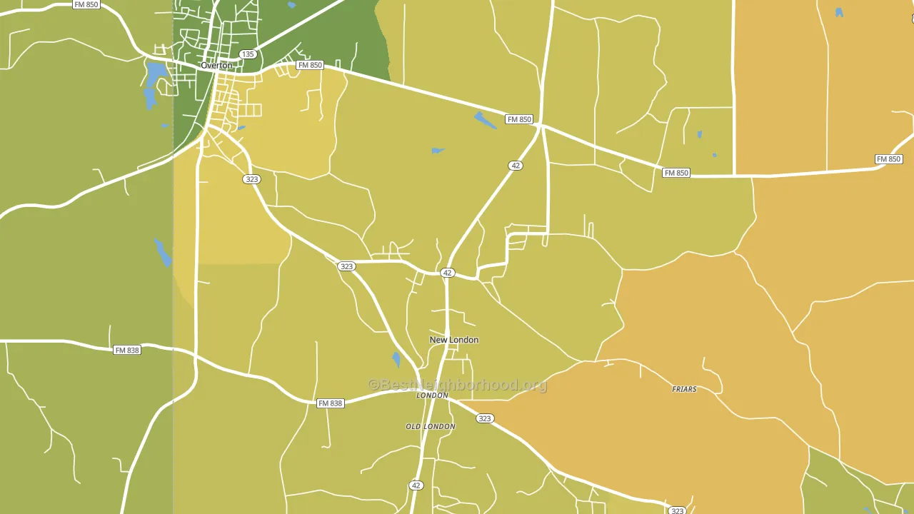 New London, TX block-group voter-turnout map