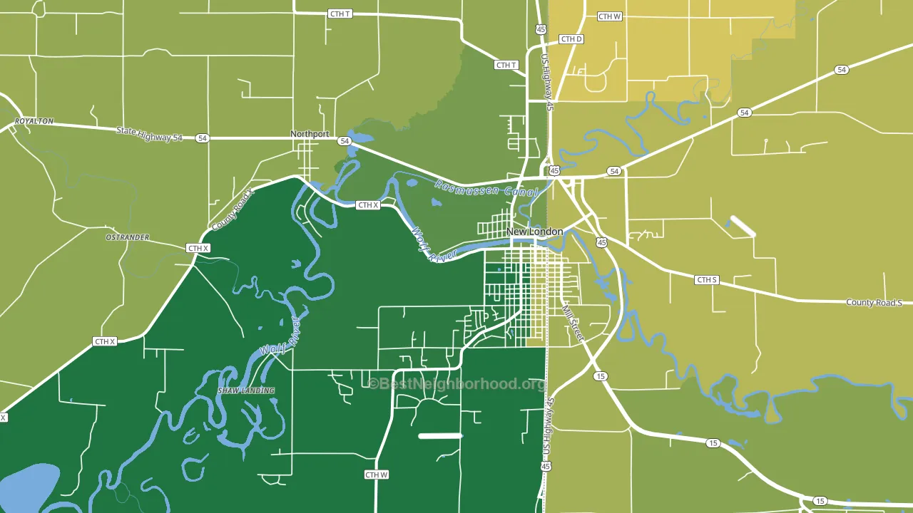 New London, WI block-group voter-turnout map