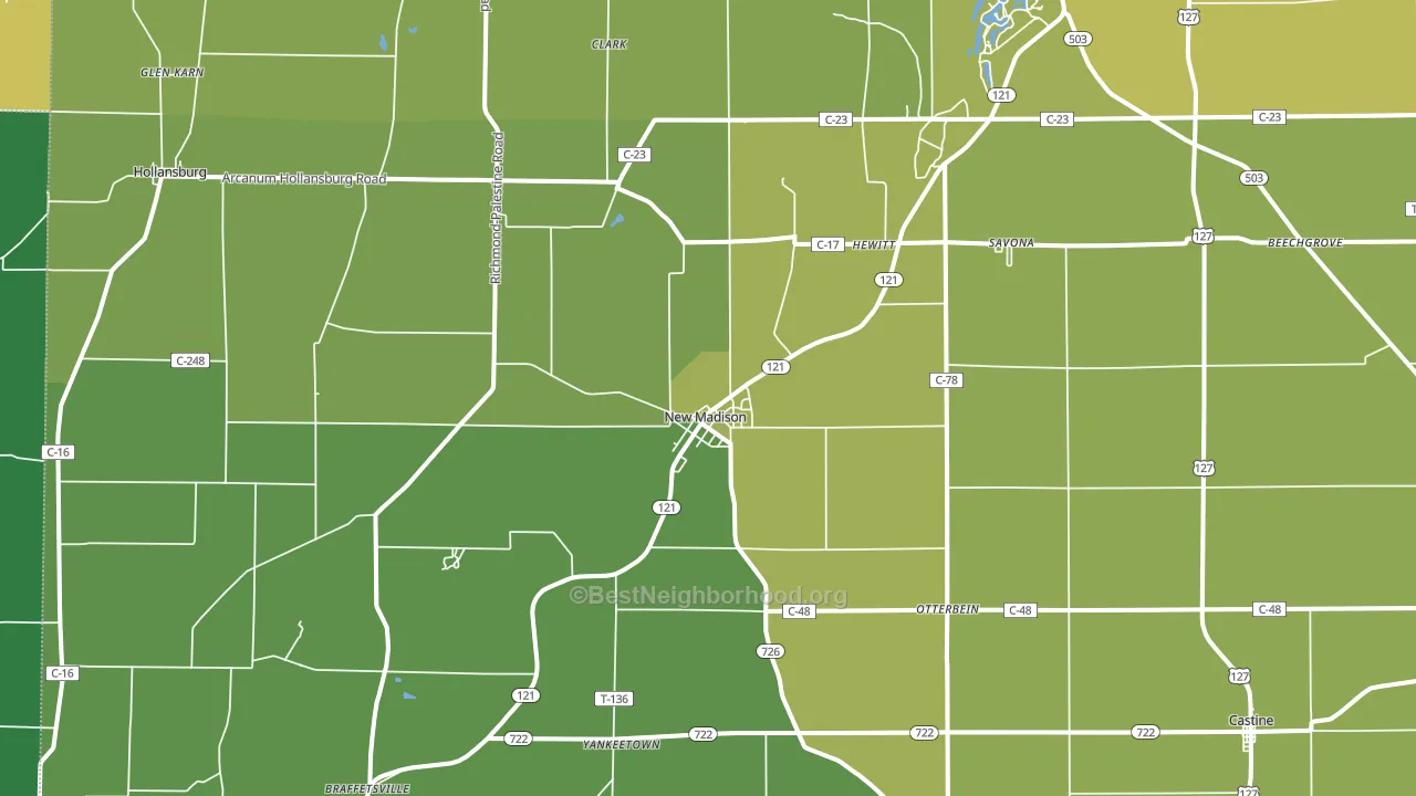 New Madison, OH block-group voter-turnout map