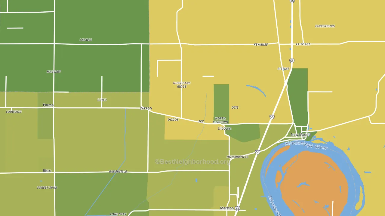 New Madrid County, MO block-group voter-turnout map
