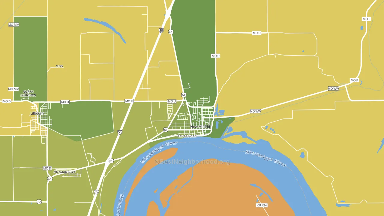New Madrid, MO block-group voter-turnout map