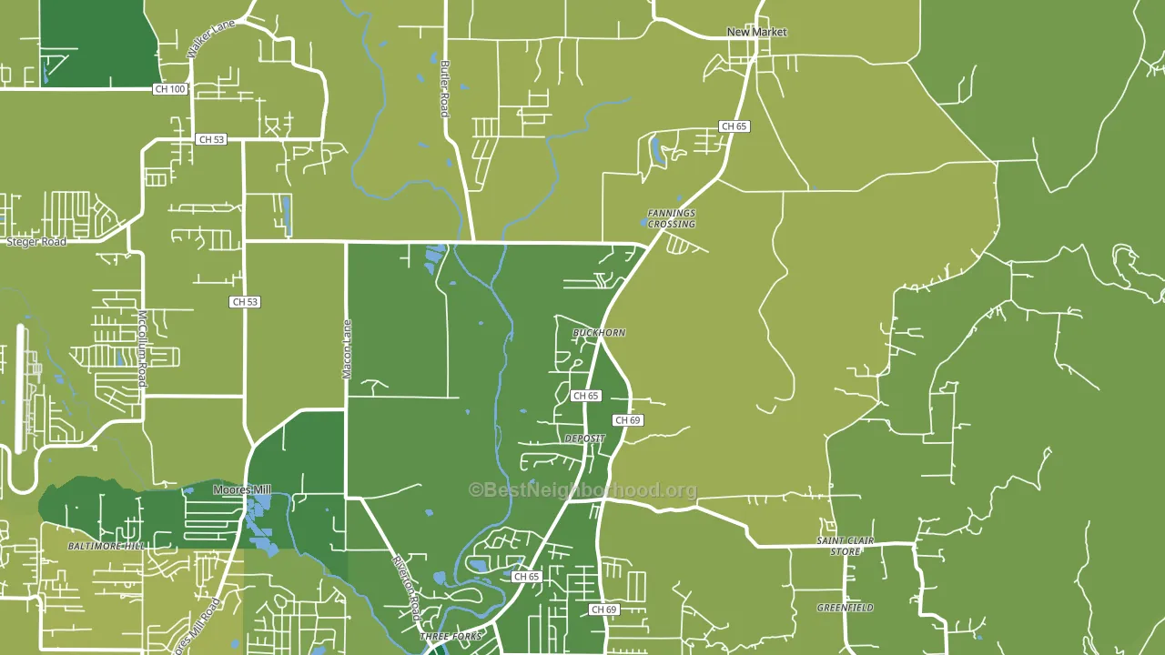 New Market, AL block-group voter-turnout map