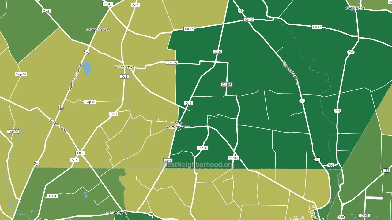 New Martinsburg, OH block-group voter-turnout map
