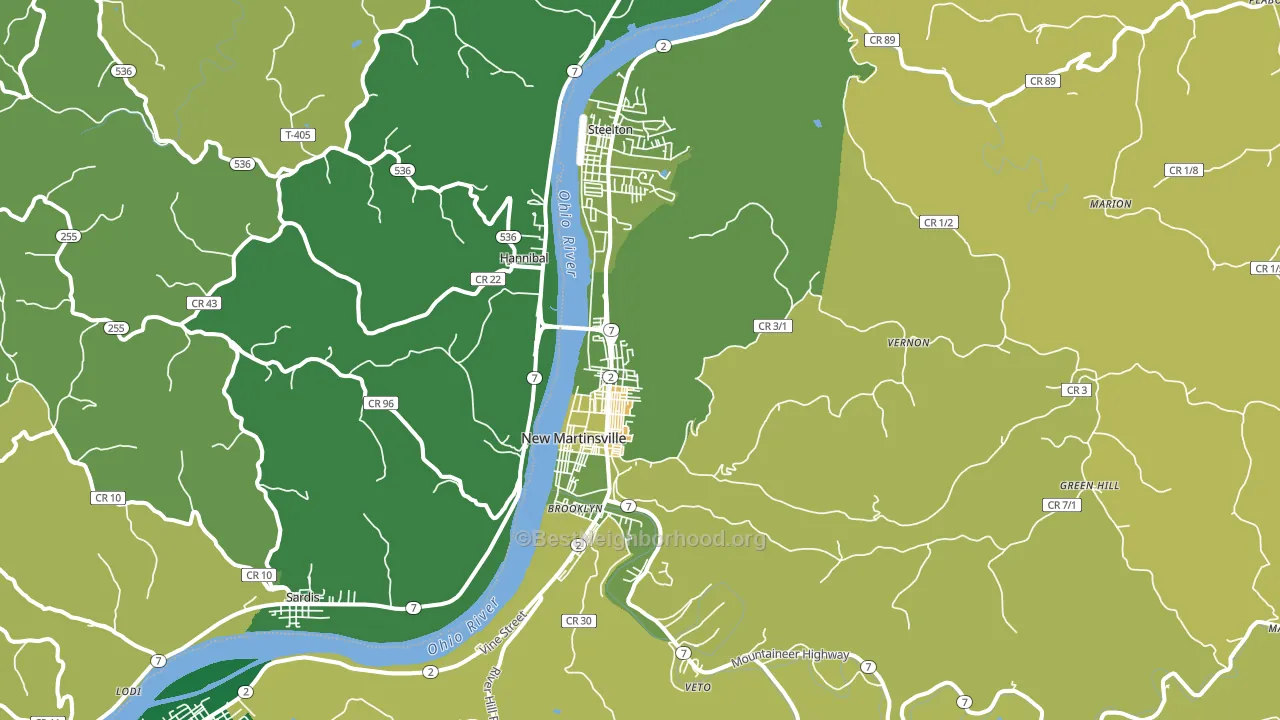 New Martinsville, WV block-group voter-turnout map