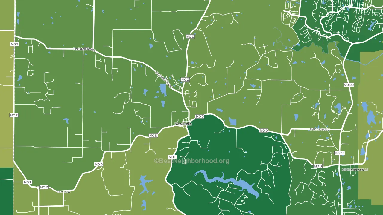 New Melle, MO block-group voter-turnout map
