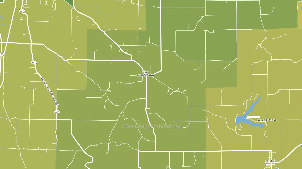 New Middletown, IN block-group voter-turnout map