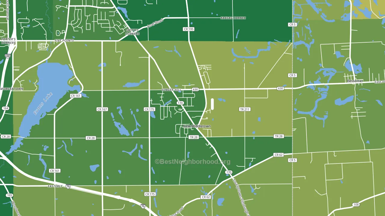 New Middletown, OH block-group voter-turnout map