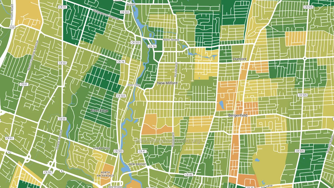 New Milford, NJ block-group voter-turnout map