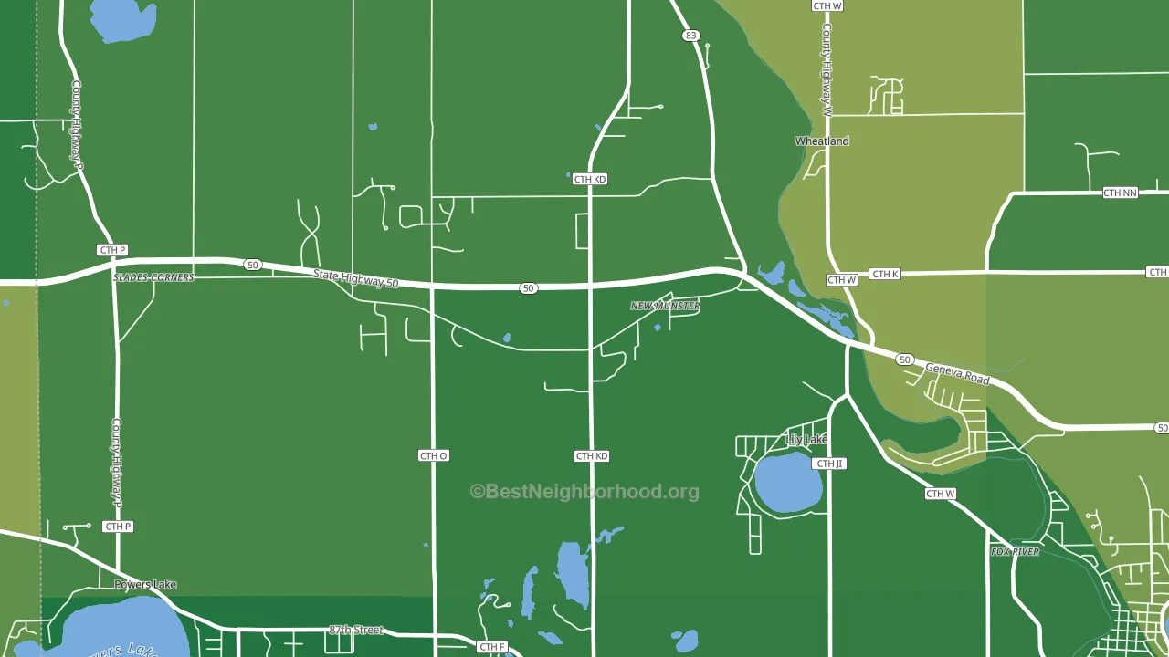 New Munster, WI block-group voter-turnout map