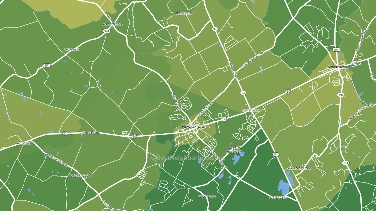 New Oxford, PA block-group voter-turnout map