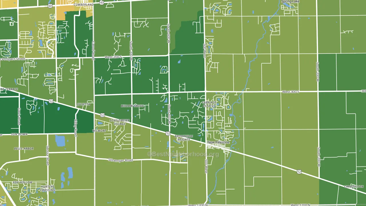 New Palestine, IN block-group voter-turnout map