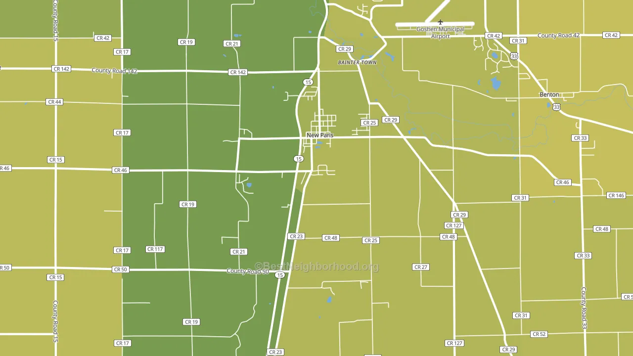 New Paris, IN block-group voter-turnout map