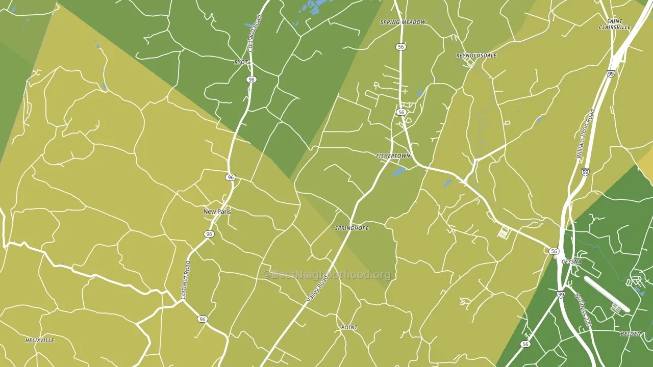 New Paris, PA block-group voter-turnout map