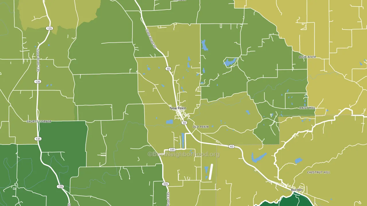 New Pekin, IN block-group voter-turnout map