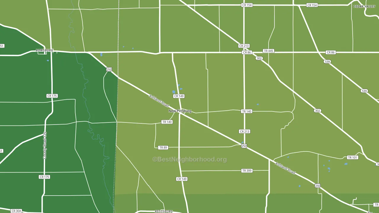 New Pittsburg, OH block-group voter-turnout map