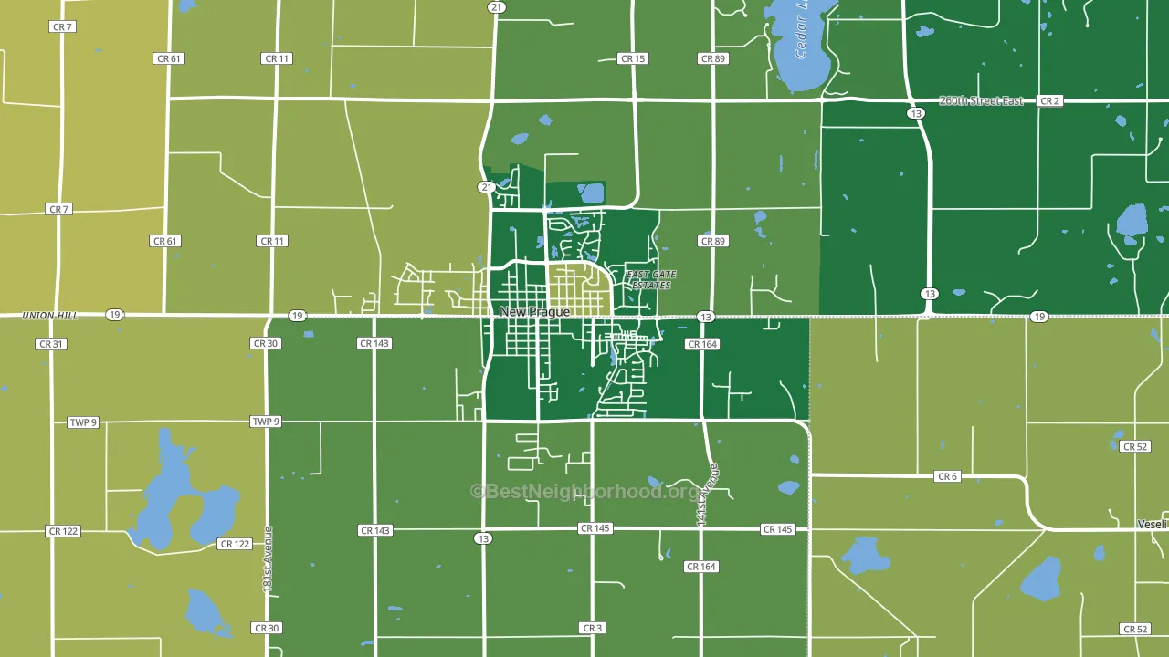 New Prague, MN block-group voter-turnout map