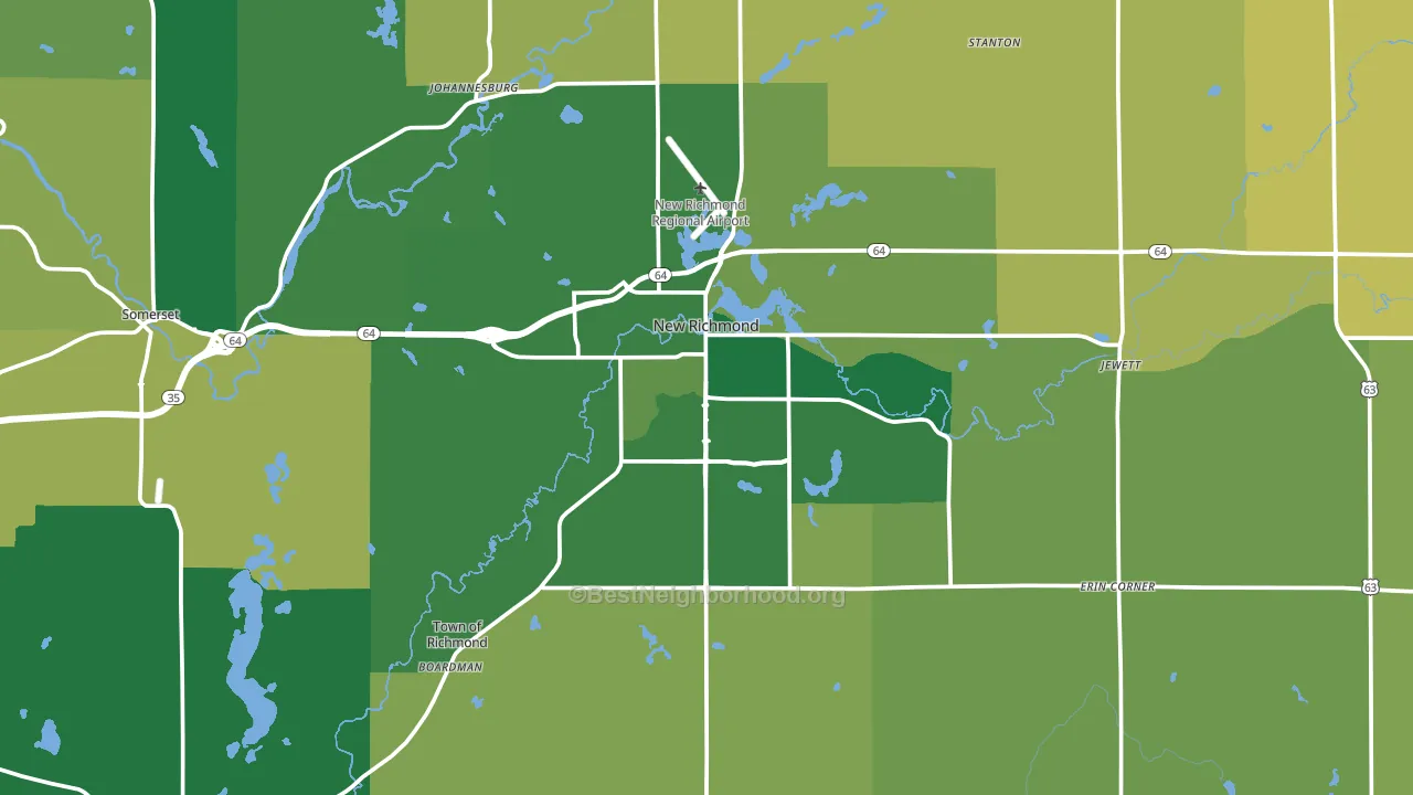 New Richmond, WI block-group voter-turnout map