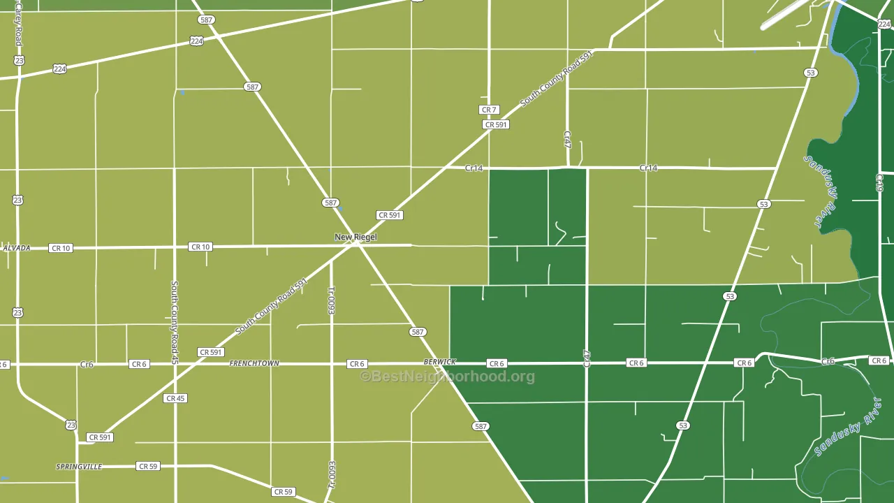 New Riegel, OH block-group voter-turnout map