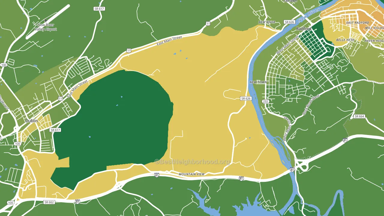 New River, VA block-group voter-turnout map