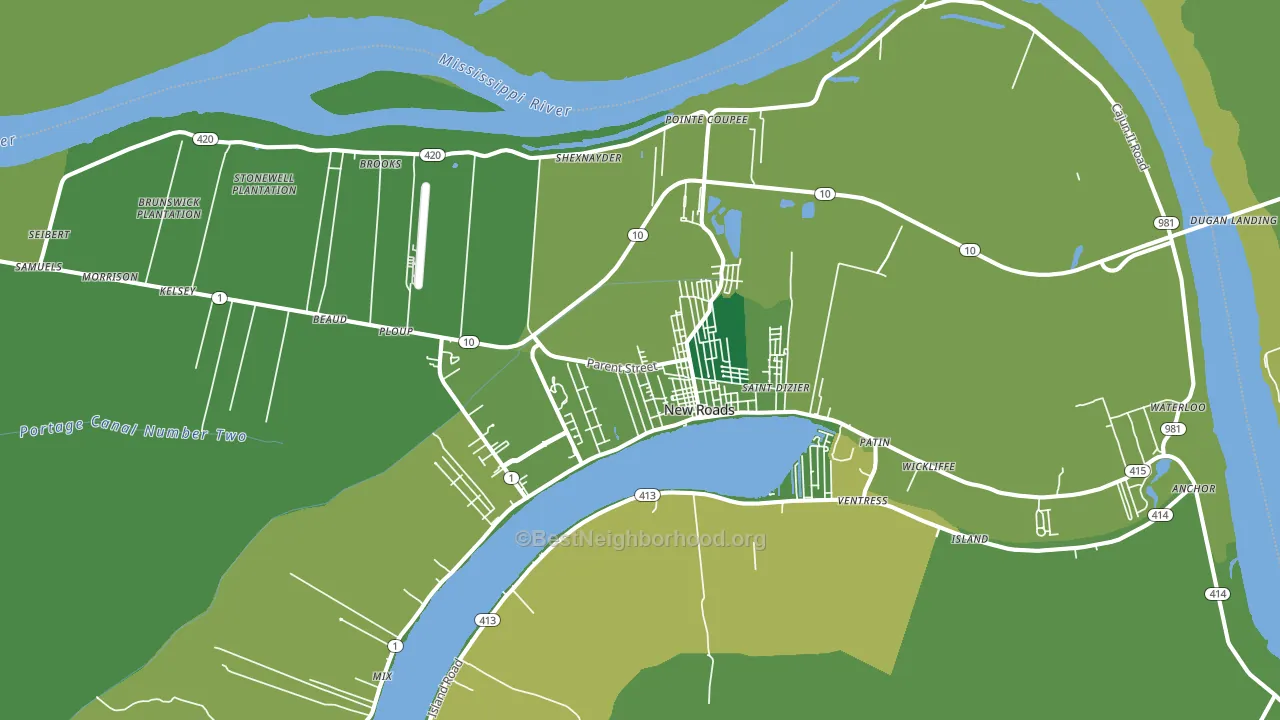 New Roads, LA block-group voter-turnout map
