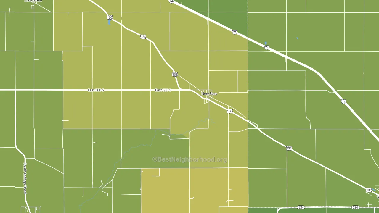 New Ross, IN block-group voter-turnout map