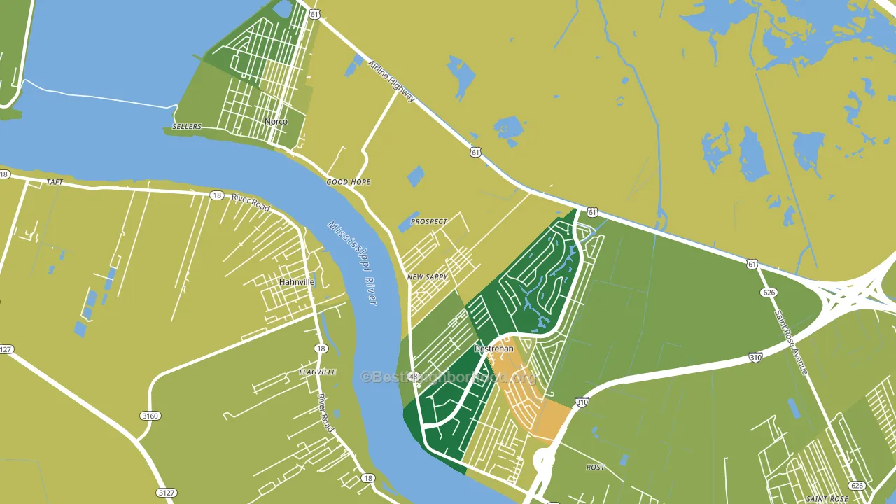 New Sarpy, LA block-group voter-turnout map