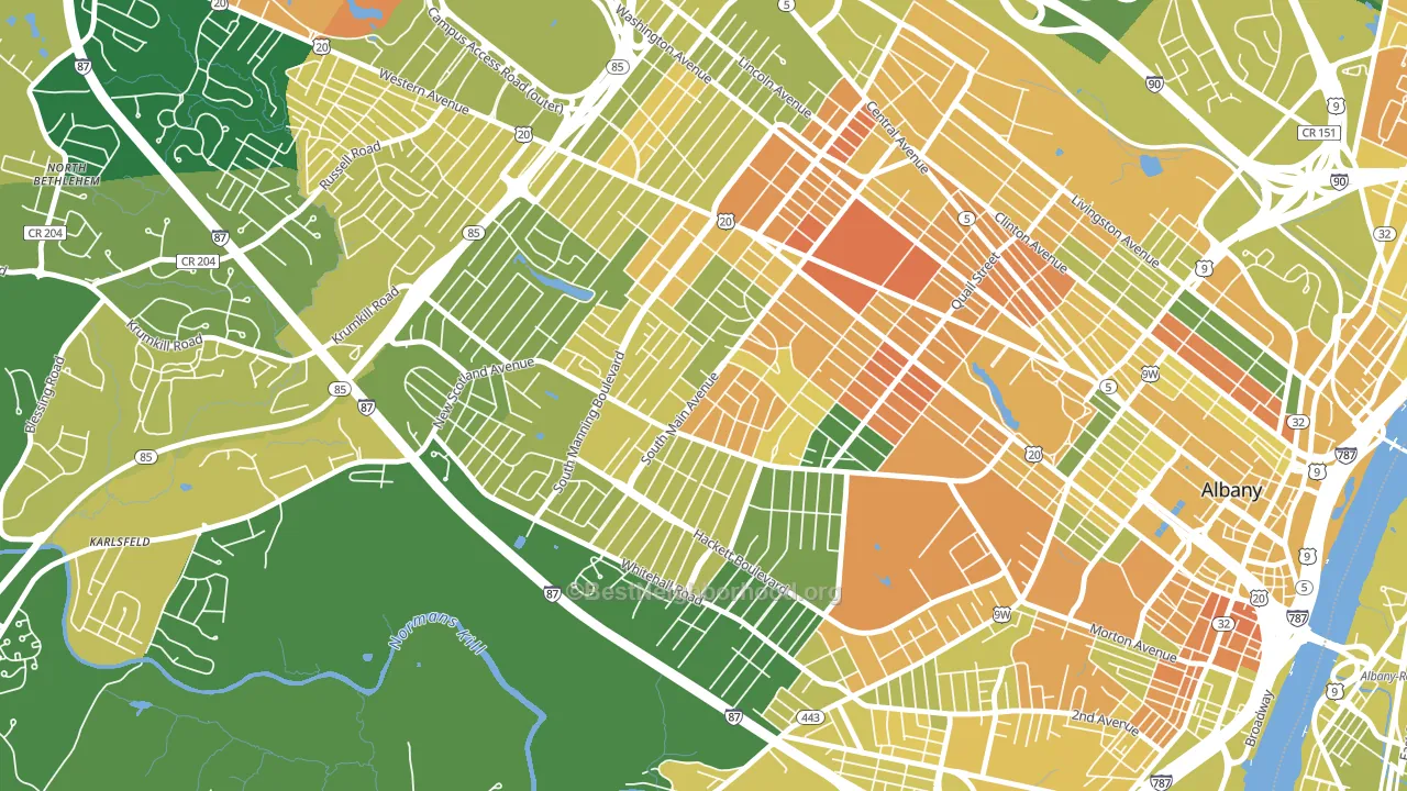 New Scotland-Woodlawn, Albany, NY block-group voter-turnout map