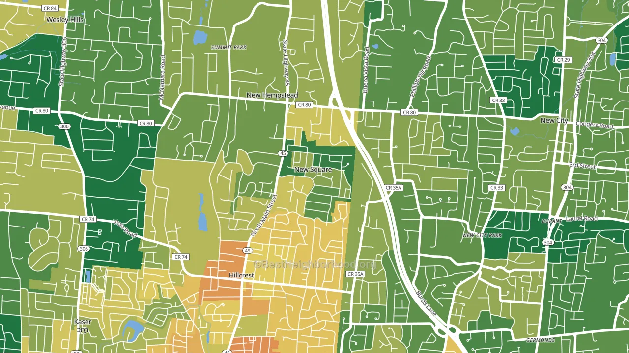 New Square, NY block-group voter-turnout map