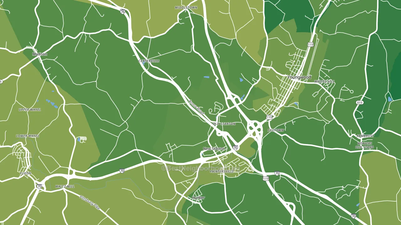 New Stanton, PA block-group voter-turnout map