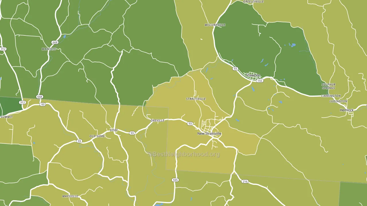 New Straitsville, OH block-group voter-turnout map