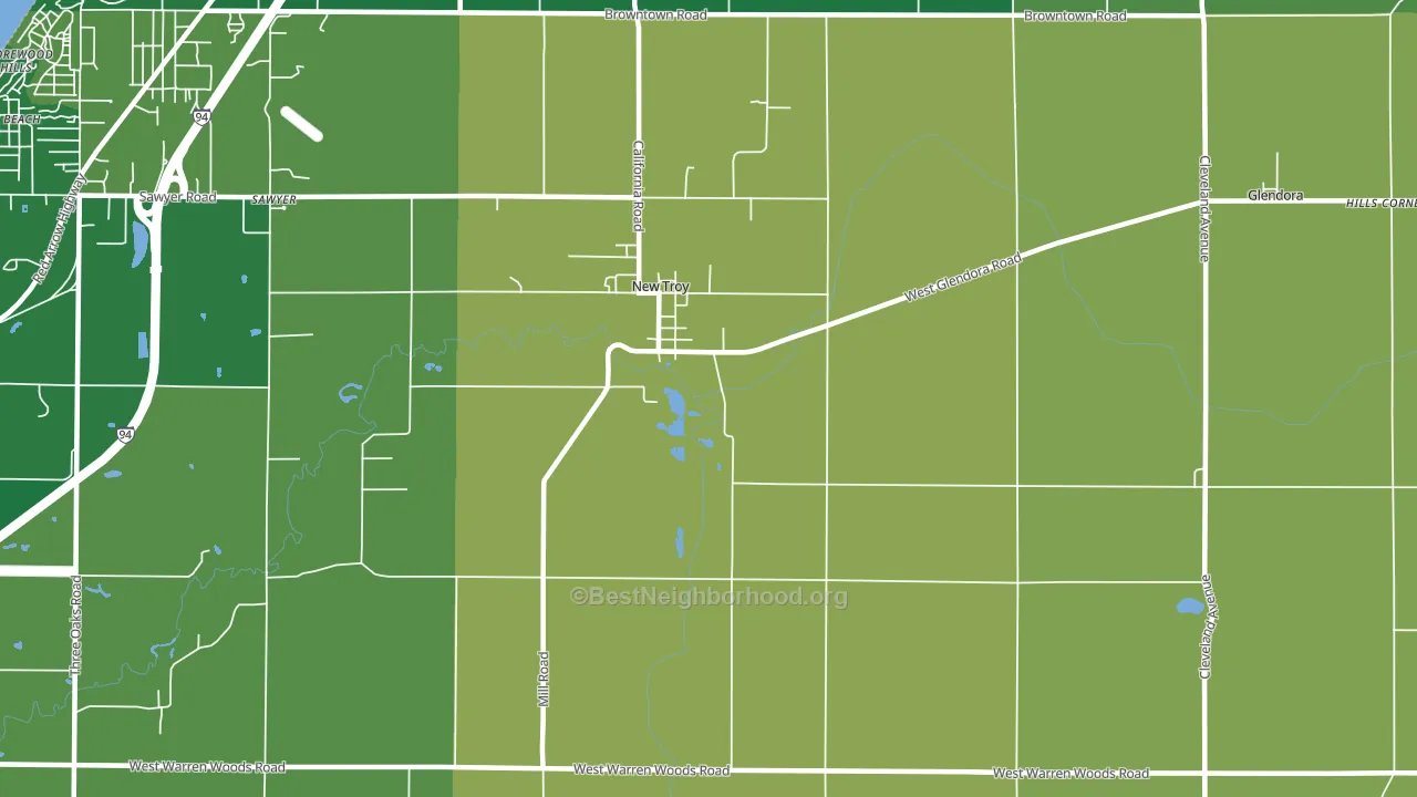 New Troy, MI block-group voter-turnout map