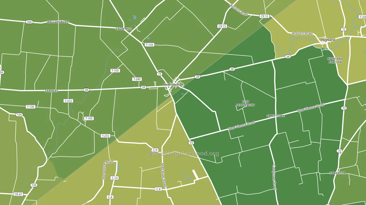 New Vienna, OH block-group voter-turnout map