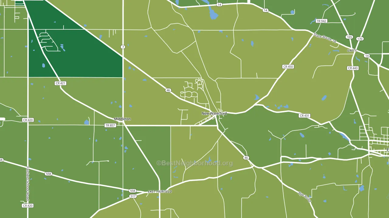 New Waterford, OH block-group voter-turnout map