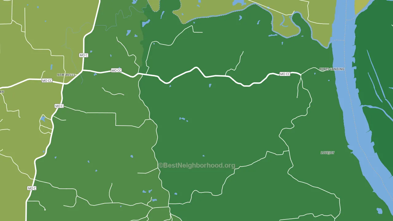 New Wells, MO block-group voter-turnout map