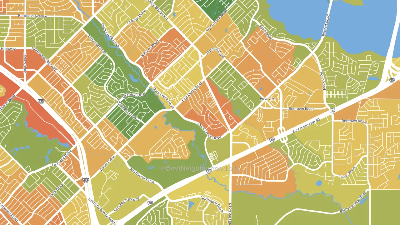 New West, Garland, TX block-group voter-turnout map