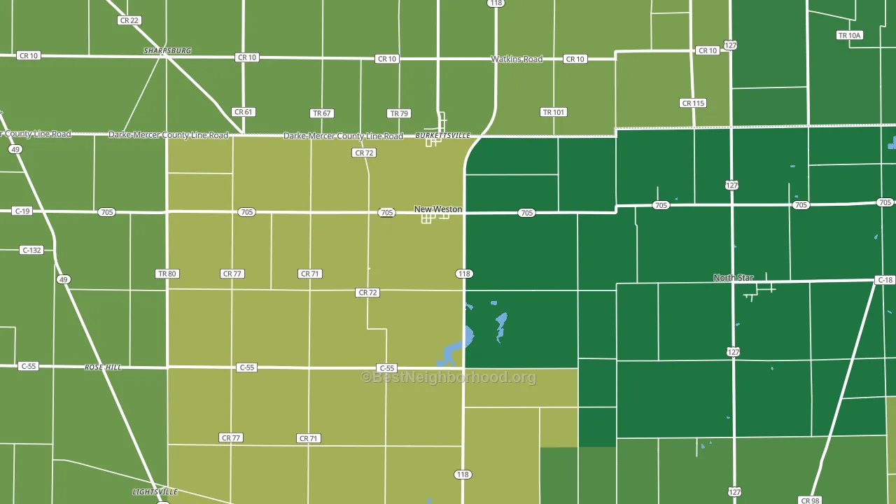 New Weston, OH block-group voter-turnout map
