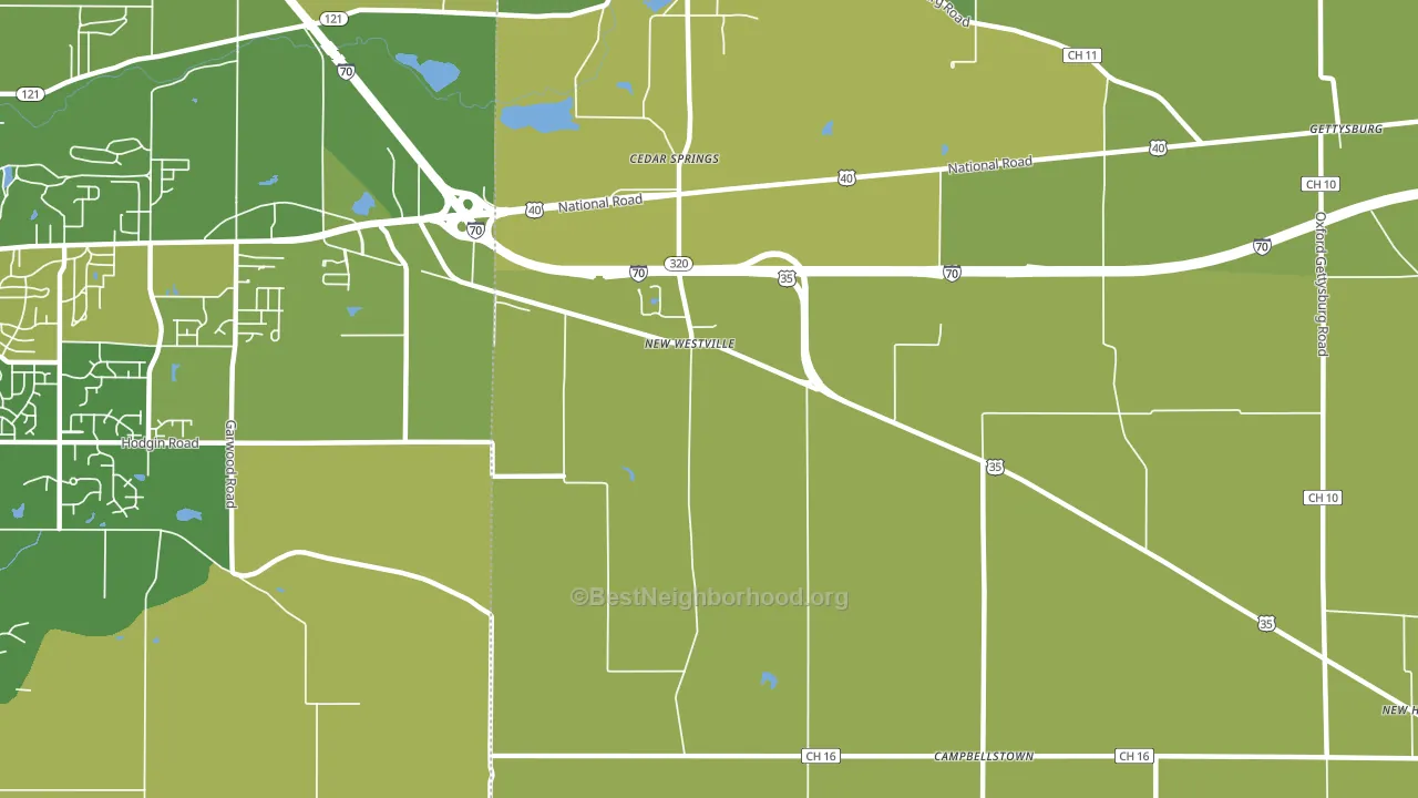 New Westville, OH block-group voter-turnout map
