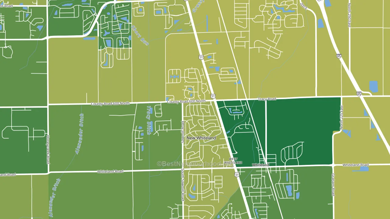 New Whiteland, IN block-group voter-turnout map