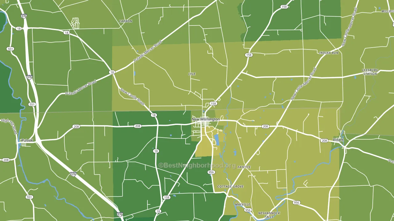 New Wilmington, PA block-group voter-turnout map