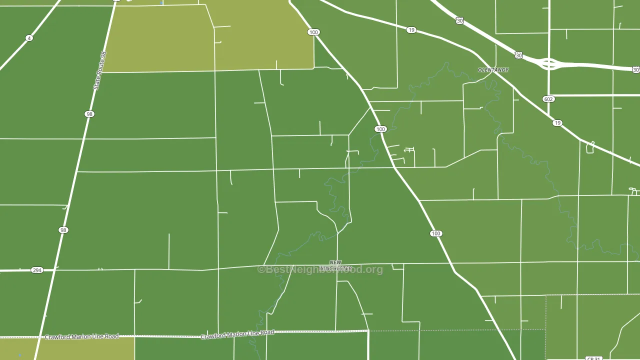New Winchester, OH block-group voter-turnout map