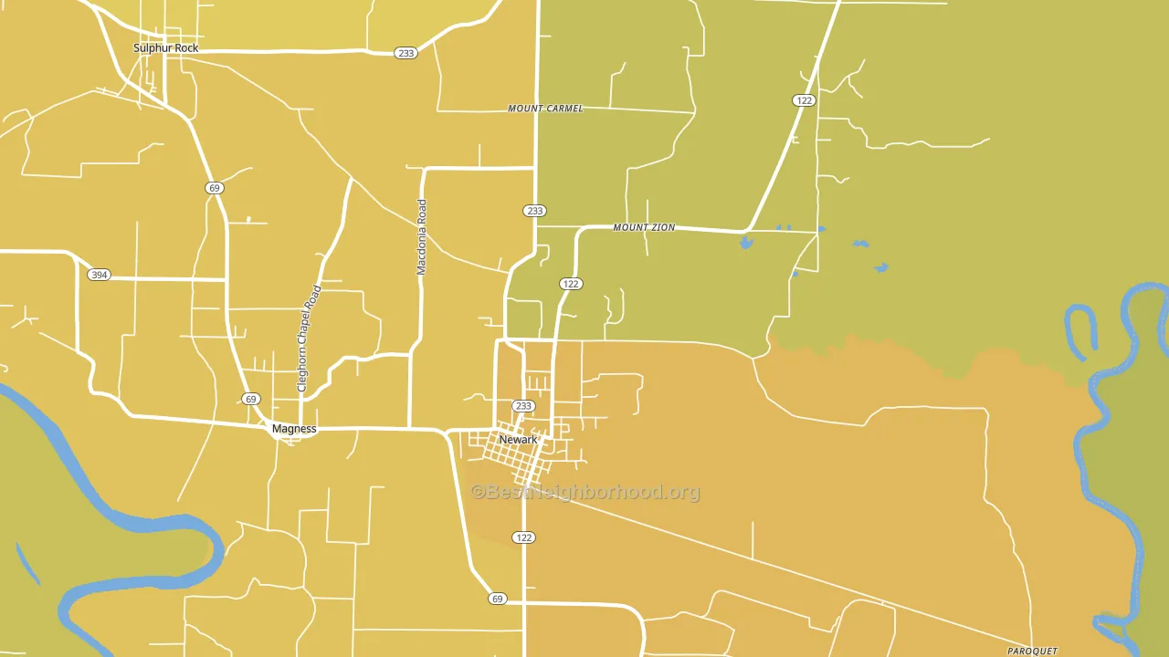 Newark, AR block-group voter-turnout map