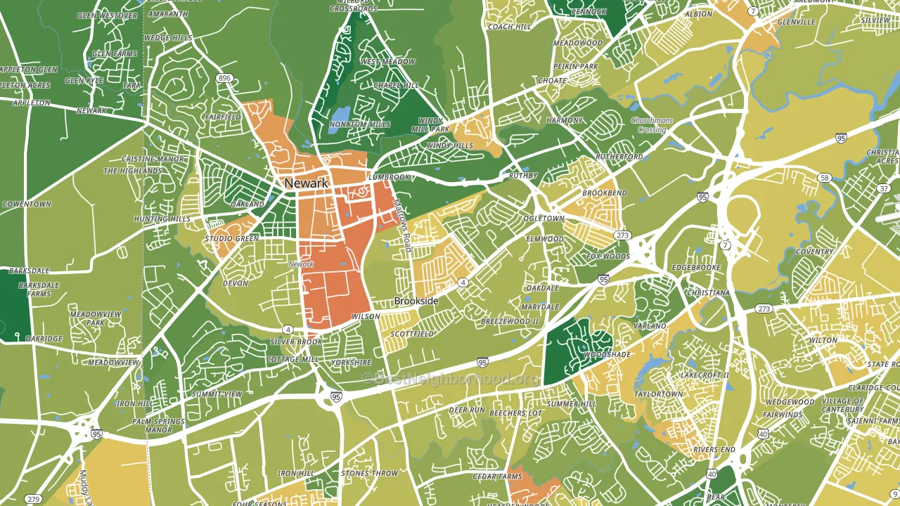 Newark, DE block-group voter-turnout map