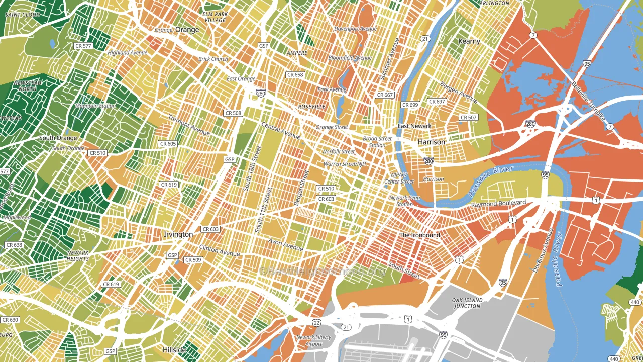Newark, NJ block-group voter-turnout map